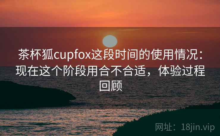 茶杯狐cupfox这段时间的使用情况：现在这个阶段用合不合适，体验过程回顾