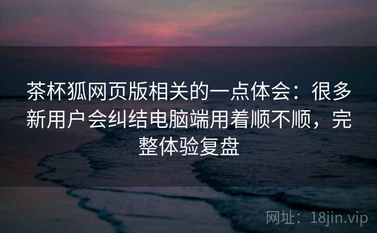 茶杯狐网页版相关的一点体会：很多新用户会纠结电脑端用着顺不顺，完整体验复盘